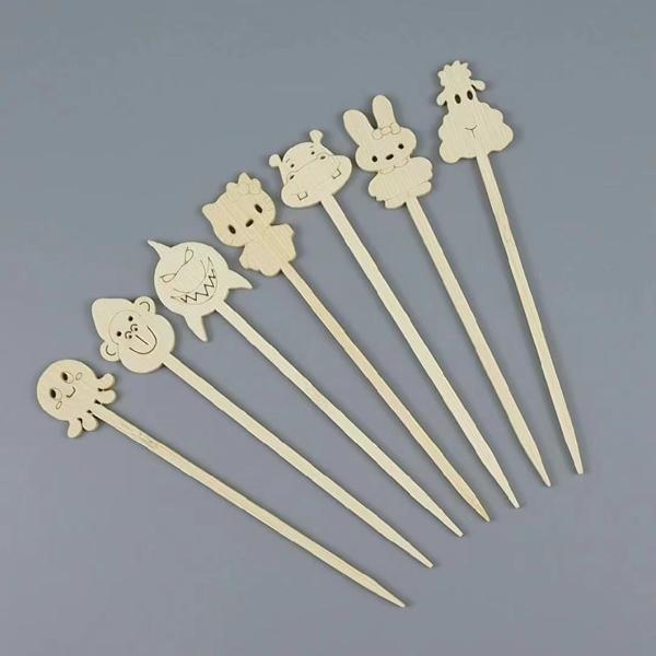 Custom Size and Logo Bamboo Skewers for Biodegradable Disposable Dessert Cakes Fruit Stick