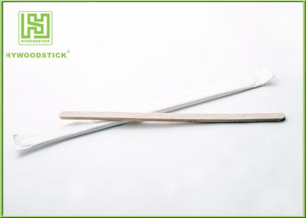 Sterile Healthy Coffee Mixer Stick , Individually Paper Sleeve Wooden Drink Stirrers