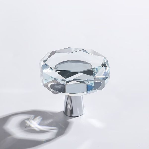 Modern Luxury French Crystal Single-Hole Brass Door Handle Pull for Dresser for Bedroom Use