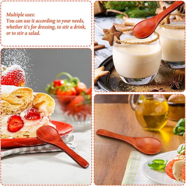 Nature Wooden Mini Tasting Condiments Salt Spoon For Kitchen Cooking 30 Pieces