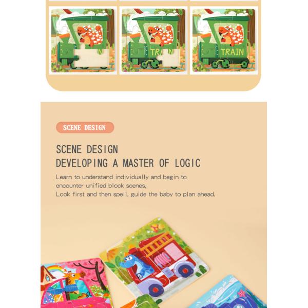 9pcs Toddler Great Gift Children Preschool Colorful Dinosaur Animals Wooden Jigsaw Puzzles