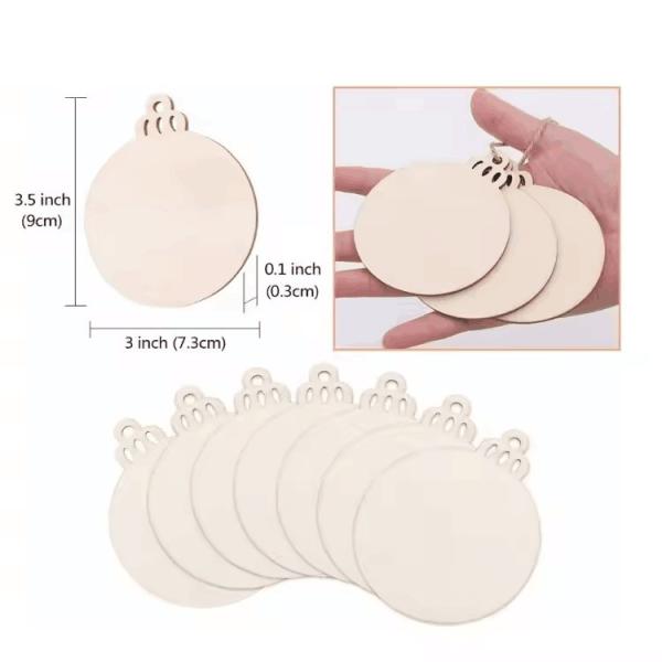 Natural Wood Slices, DIY Wooden Christmas Ornaments Unfinished Predrilled Wood Circles for Holiday Hanging Decorations