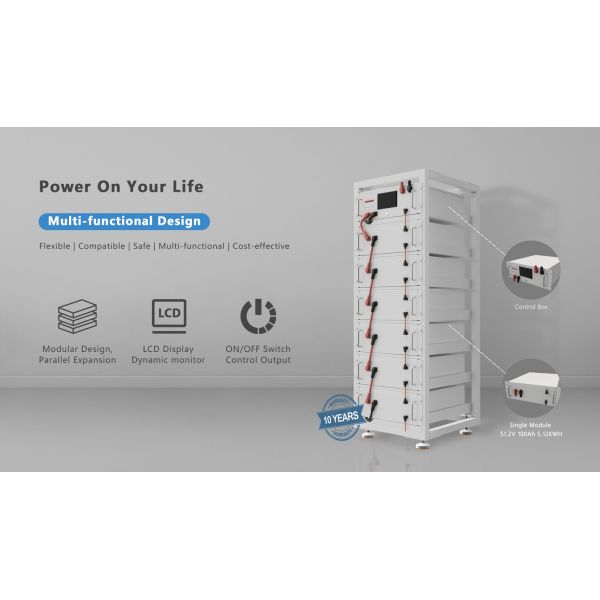 Four Modules 204.8V100Ah High Voltage Rack Stacked Installation LiFePO4 Phosphate Lithium Iron Solar Storage Batteries for Home