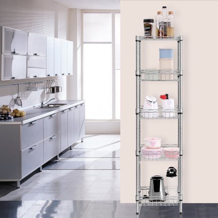 Standard Size 4 Layer Mobile Chrome Wire Shelving For Everyday Essentials