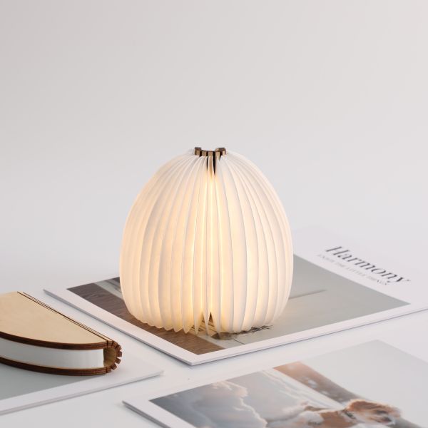 Wooden Folding Book Paper Origami Table Lamp Reading Warm White Night Light