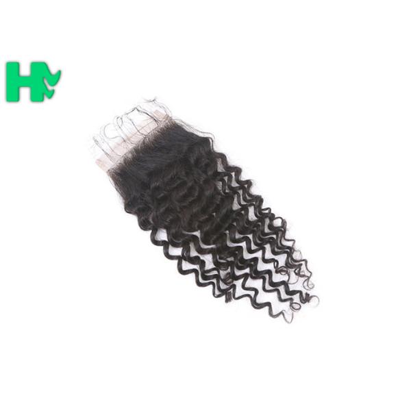 100% Human Hair Closure Deep Wave , Natural Black Brazilian Lace Closure