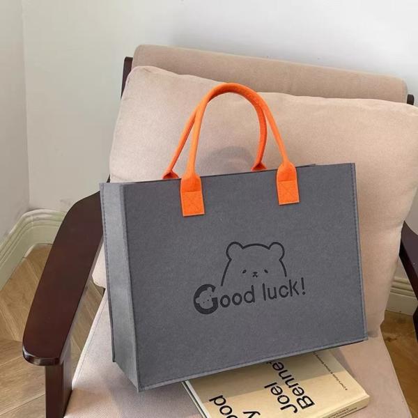 Wholesale Eco Friendly Custom Logo Large Capacity Colorful Felt Shopping Tote Bag With Logo DIY Personalized Grocery Bag