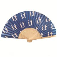 Logotipo personalizado Ventiladores de mão de bambu para casamento Ventilador dobrável de plástico personalizado