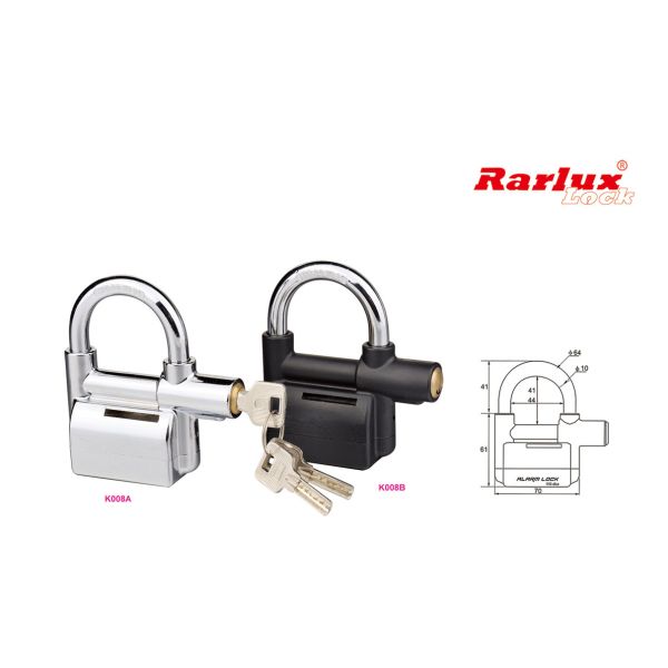 Rarlux Auto Alarming System 8 Locking Anti-muffle Candado Waterproof Electronic Alarm Padlock