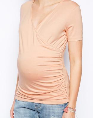 Wholesale blank pink and wine red color maternity t shirts in high quality