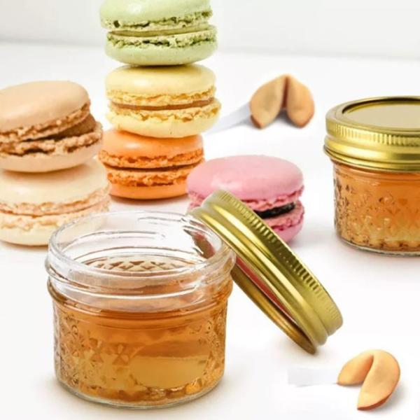 A boca larga Mini Caviar Glass Preserve Jars para o doce 100ml 40 ajusta-se