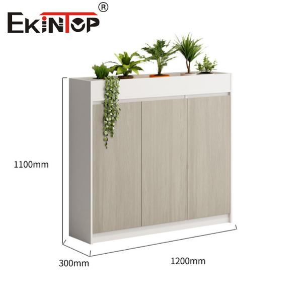 Высокое качество современный без ручки 3 двери деревянный мобильный пьедестальный шкаф