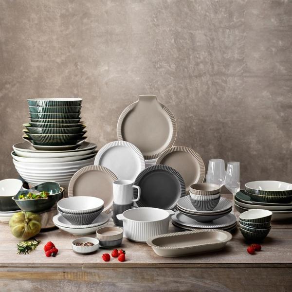 Relief Pattern Disposable Matte Glaze Plates Nordic-Inspired Modern Ceramic Dinner Set