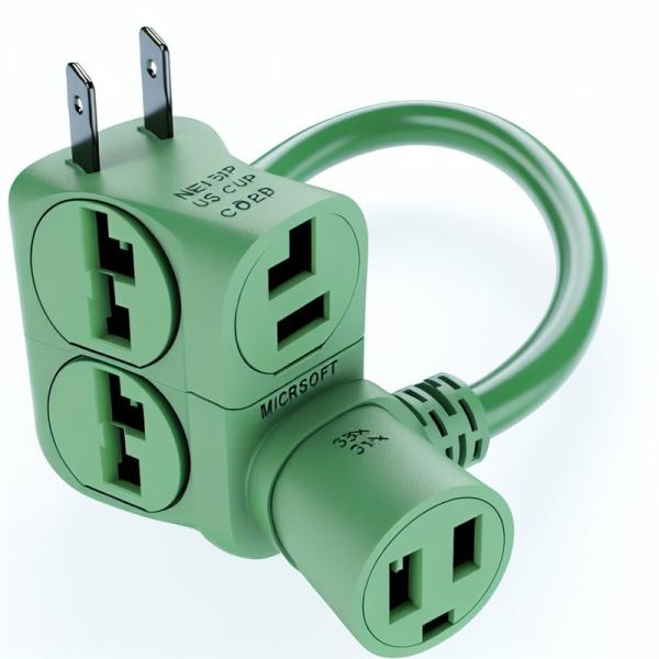 IP11 Green Color Multi Ways Us Cord 515P To 3X Nema 515R Electrical Outlet Mains Power Cable Splitter