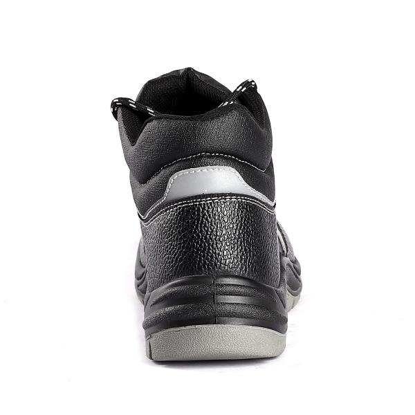 OEM Factory Anti Smash Steel Toe Cap PU Sole Safety Shoes With Embossed Cow Leather Upper Work Boots