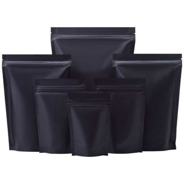 Food Packaging Zip Lock Stand Up Pouch Bags Matte Black Printed Smell Proof