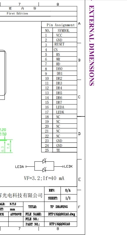 1.3 дюймовый IPS TFT LCD дисплей с 700 Cd/M2 светимостью, интерфейс MCU OEM