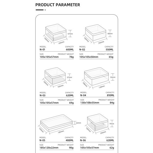 ODM пластиковой коробки ЛЮБИМЦА пищевых контейнеров прозрачного квадрата пластиковый