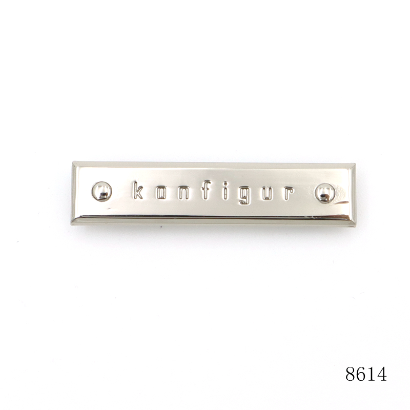 Wholesale Bag Hardware Metal Logo Manufacture Silver Rectangle Bag Plate Custom Engraved Metal Label Plate