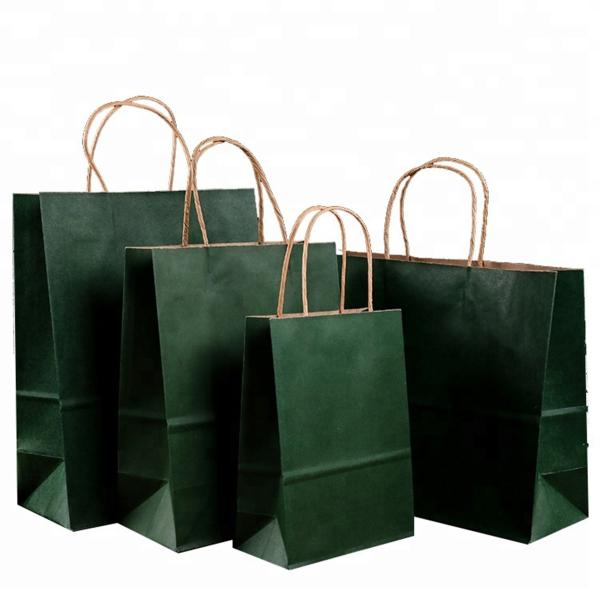 Roller Printing Medium Paper Bags With Handles / Kraft Paper Bags Machine Made