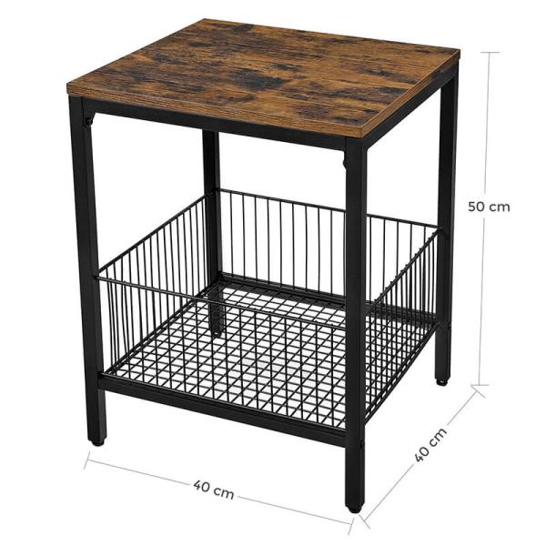 Side Table with Metal Basket for Sale, Industrial End Table, Small Side Table, LET35BX