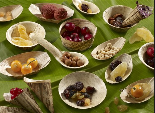 Biodegradable Natural Bamboo Leaf Bowl Bamboo Boat Plate For Party