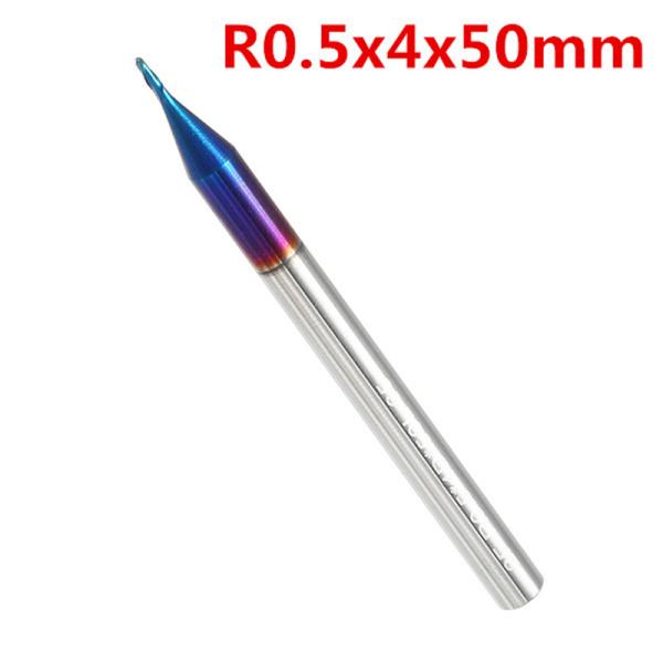 Alta precisão Tungsténio Carbide bola nariz final moinho 2 flautas HRC65 R0.5-R3mm Naco revestido