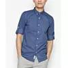 New fashion solid black slim fit shirts pattern shirt men's long sleeve casual shirt