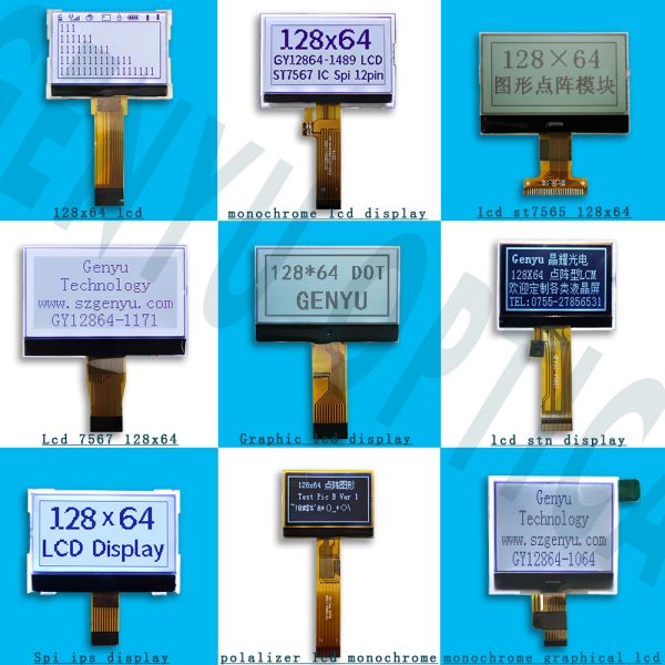Custom LCD Display Module with 128*64 Dot Matrix and 7 Segment Display for Industrial Applications
