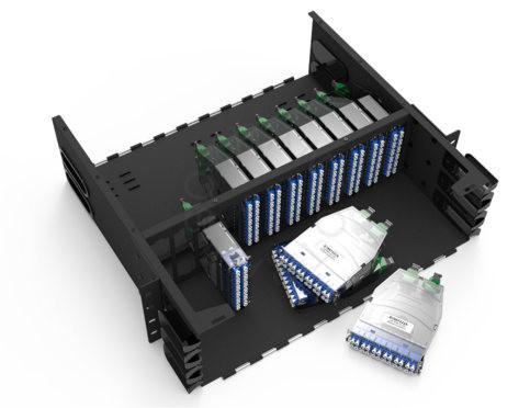 3U UHD MPO/MTP-LC 288F Couverture complète Panneau de brassage fixe monté en rack-12 cassettes