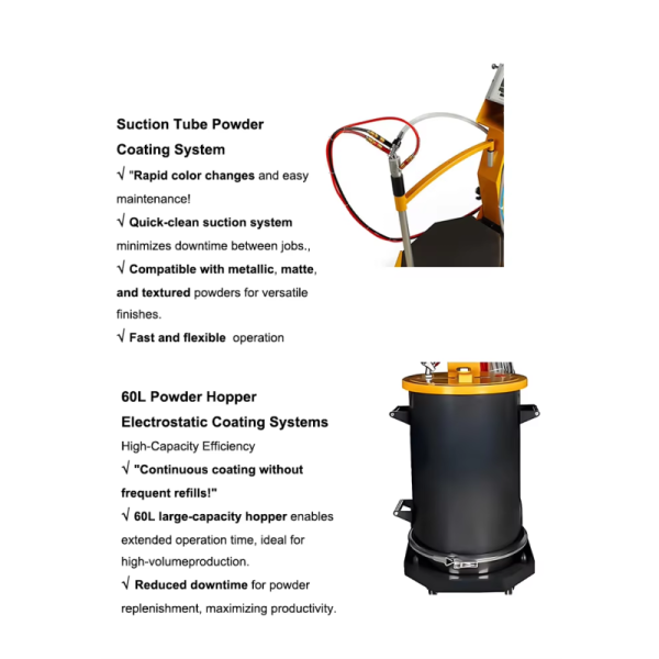 Astar MT800 Manual Electrostatic Powder Coating Machine with LCD Digital Display 0–100kV Stepless Regulation and 60L Stainless Steel Hopper