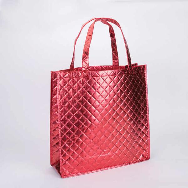 Wholesale Custom Logo Printed Stripe Eco-Friendly Non-Woven Laser Highlight Shopping Grocery Tote Bag