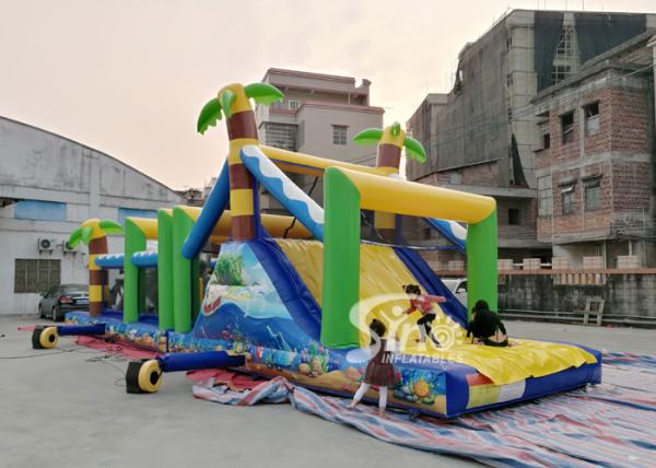 Outdoor Commercial Jungle Shark Inflatable Obstacle Course For Kids And Adults Fun