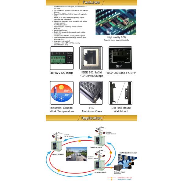 Industrial Ethernet POE Switch 8 Gigabit RJ45 Ports 2 Gigabit SFP Ports