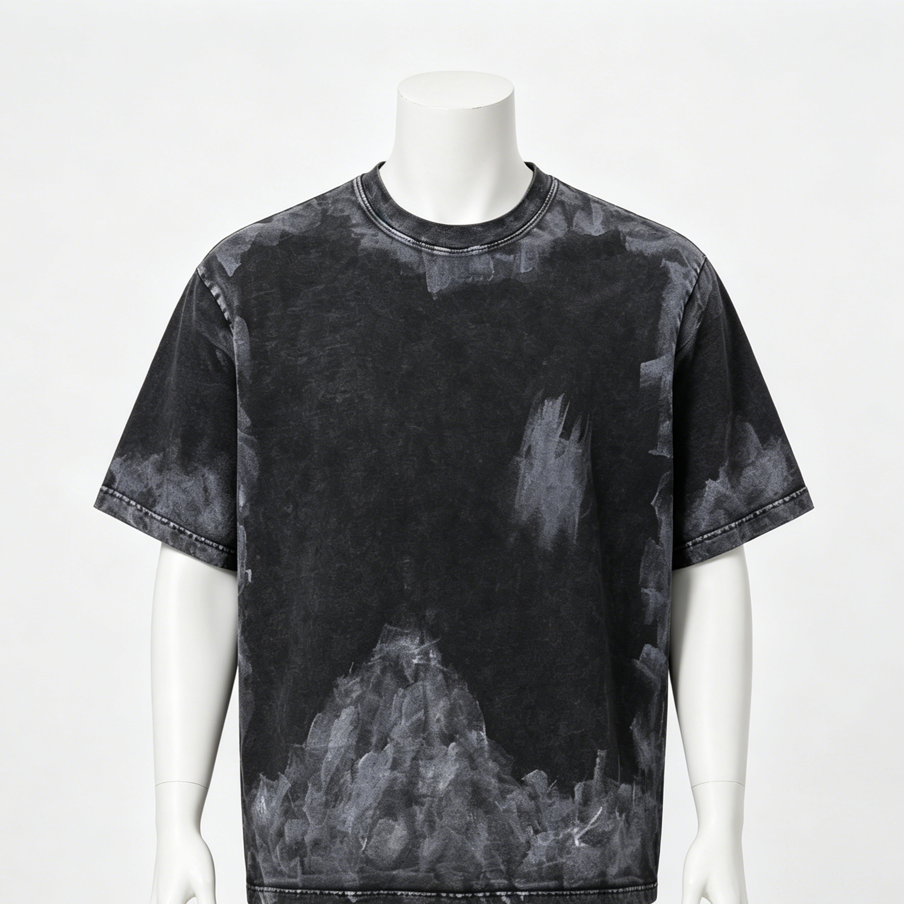 Distressed Heavy Cotton T Shirts Short Sleeve Acid Wash T Shirt Retro Vintage