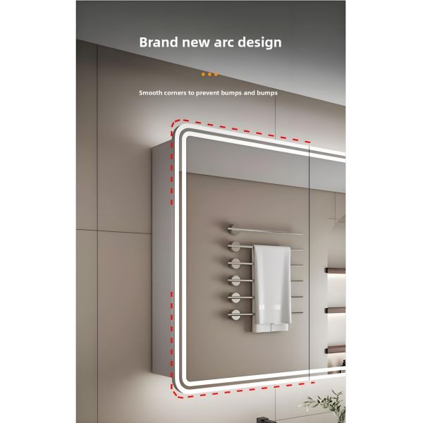 Modern Luxury LED Bathroom Medicine Cabinet Water-Resistant Touch Switch Aluminum Frame Defogger IP44 Rated Wall-Mounted Hotels