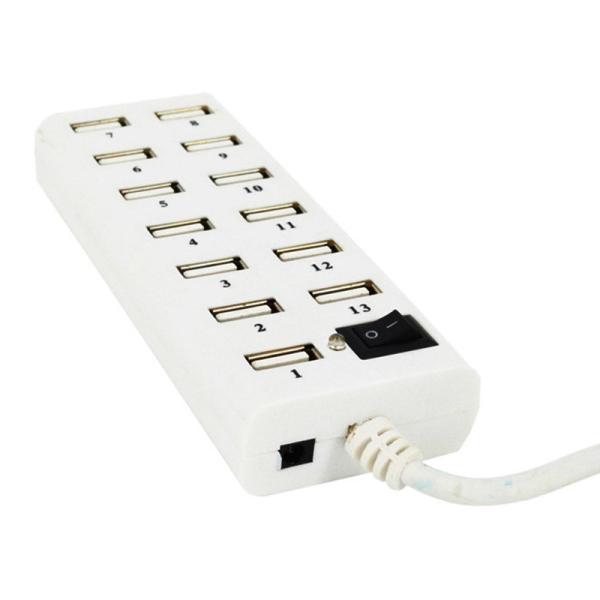 Black White ABS Plastic Hi Speed 13 Port Usb 2.0 Splitter
