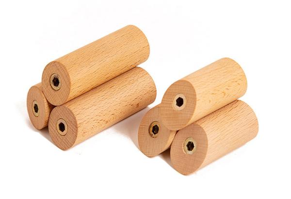 Natural Wood Wall Mounted Coat Hooks Set of 4