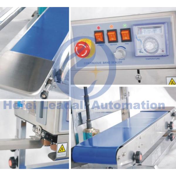 Stepless Speed Stainless Steel Auto Bag Sealer / Plastic Bag Continuous Band Sealer