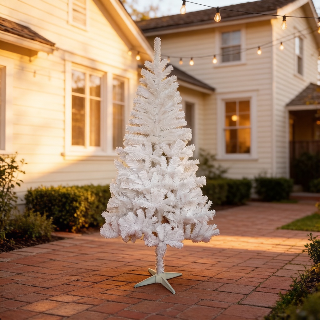 Modern Outdoor Park Use Steel & PVC White Hot Sale Christmas Tree with Customized Designs