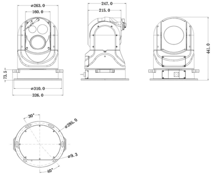 Trispectrum lmage-Stabilized Turret Camera