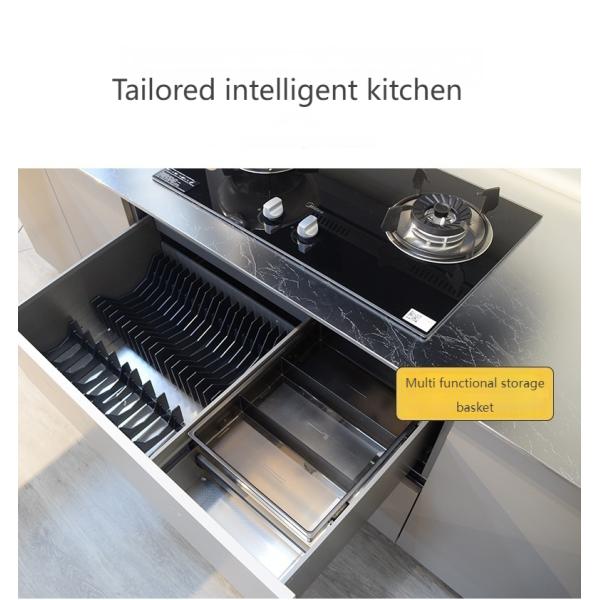 Custom Stainless Steel Top Island Brushed With Adjustable Shelves