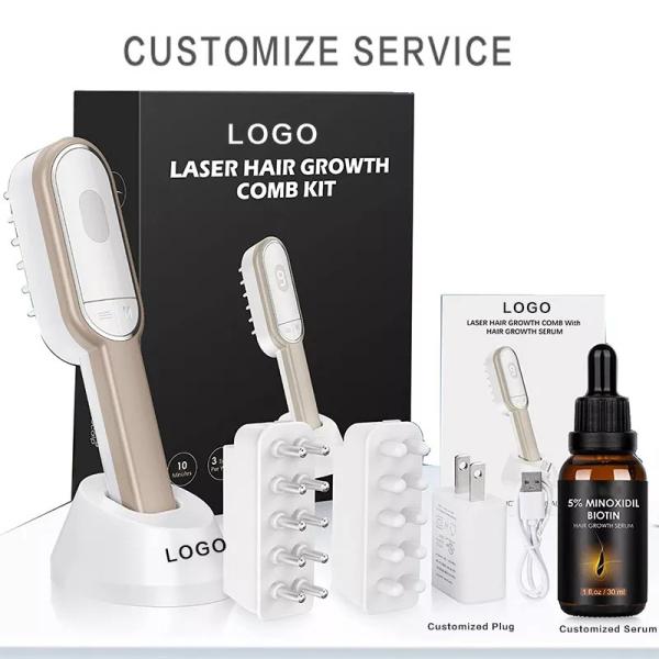 Pente recarregável portátil de venda superior do laser da massagem da vibração do tratamento do cuidado do crescimento do cabelo do pente dos cuidados capilares do laser do cabelo