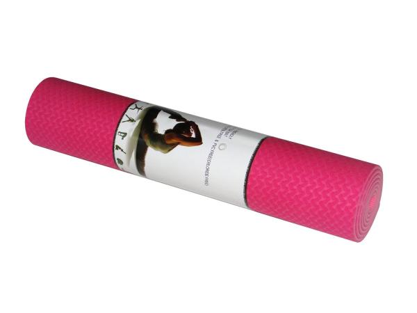 Pink Colour Double Layer TPE Non Slip Yoga Mat for Home Gym for Women Men, 72” x 26” x 1/4 inch