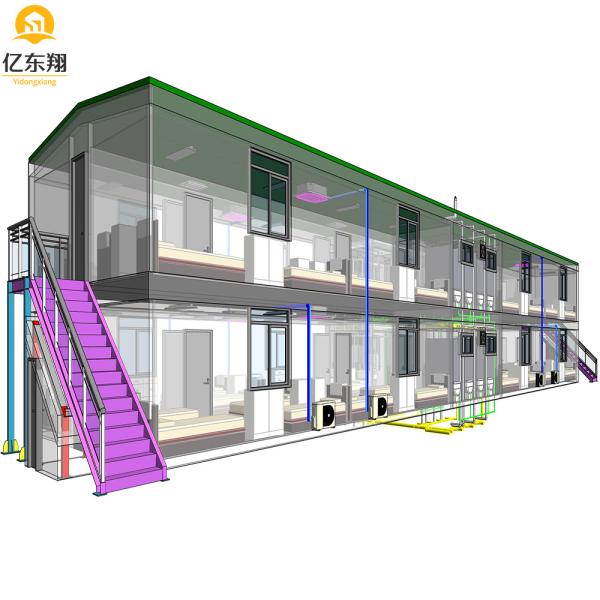 Galvanized Steel Prefabricated Container House with Glass Wool Panels