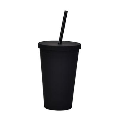 Légère personnalisée personnalisée noire mat plastique Boba tasse 16 oz plastique tumbler avec couvercle et paille construction double mur 100% BPA libre