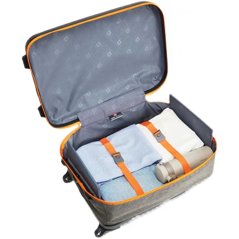 Unisex Lightweight Trolley Case One-Way Spinner Wheel Foldable Large Size ABS+PC Fashionable Password Luggage for Men's Women's