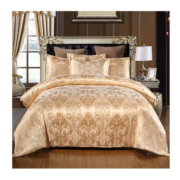 Solid Colour Satin Duvet Cover Set European Retro Baroque Style Custom Jacquard Blue