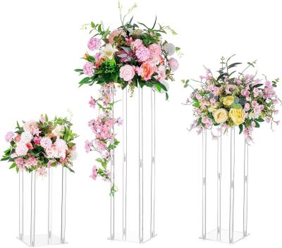 Clear Floor Flower Acrylic Vase Stand Wedding Center Decoration 3 Pieces Birthday Party