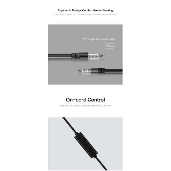 IPX3 Bass Wired Earbuds In Ear Metal Headphones With Mic Call Control